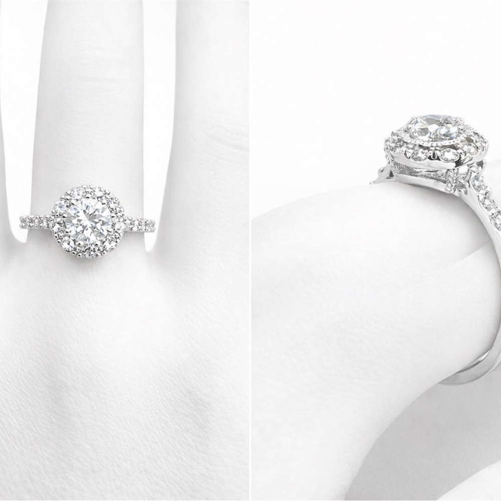 White Gold Diamond Engagement Halo Ring